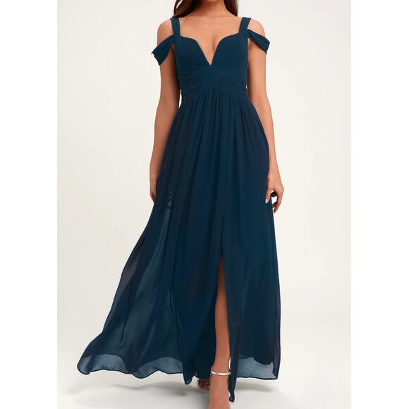 Lulu's Gown Maxi Floor Length Dress Holiday Formal Prom Wedding Bridesmaid Party - Picture 1 of 16